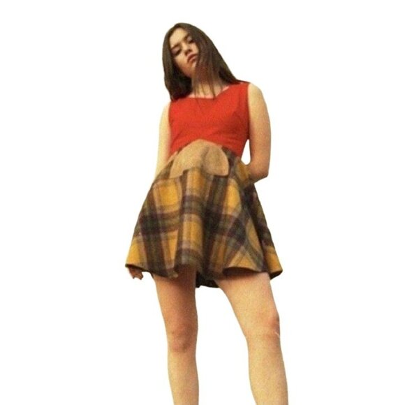 NWOT FC Lucid Retro Red & Plaid Schoolgirl Dress sz m - Picture 2 of 10